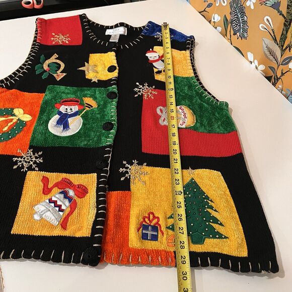 Lisa International Women’s Vintage Holiday Sweater Sz 2XL Patchwork Cottagecore - Picture 6 of 6
